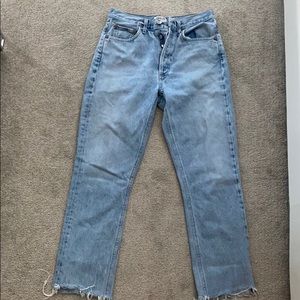 AGOLDE HIGH RISE LIGHT WASH DENIM JEANS